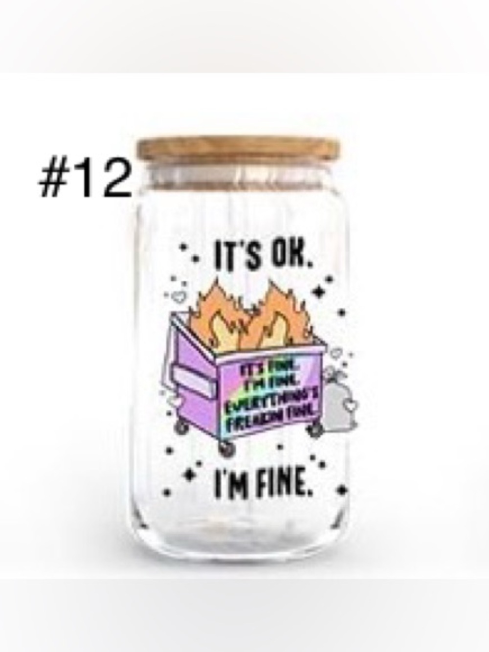 Buy now *16 ounce glass with bamboo lid and straw handcrafted - Picture 12 of 15